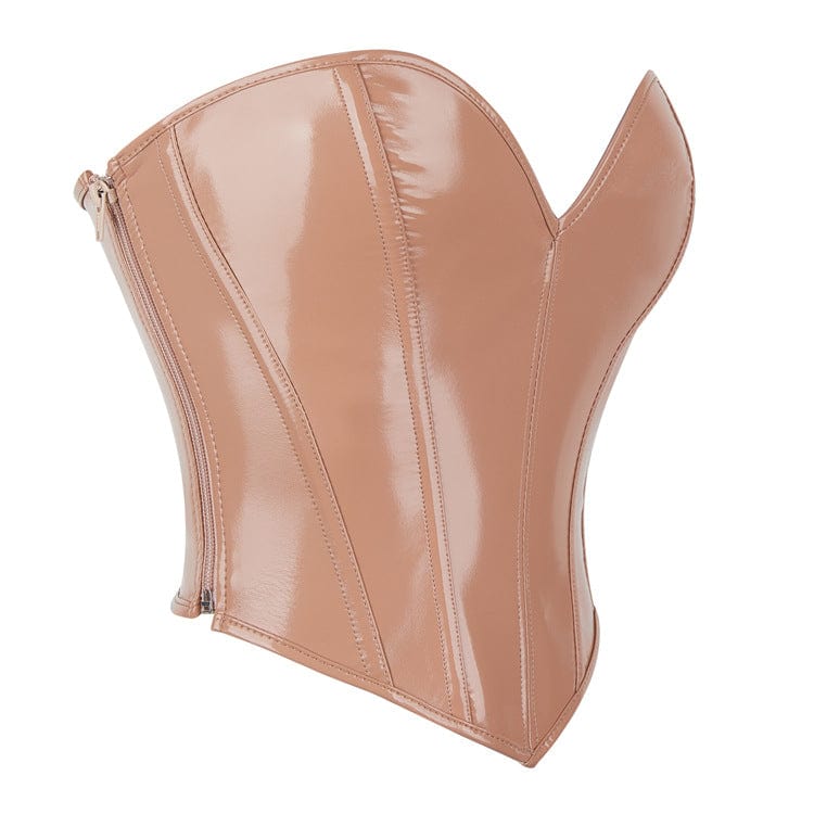 Kobine Women's Gothic Plunging Side Zip Lace-up Overbust Corset