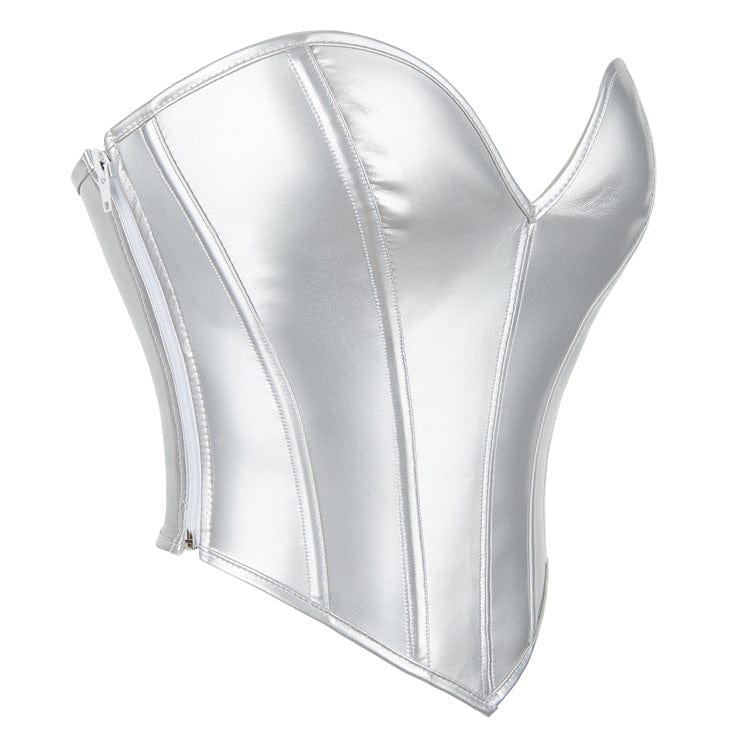 Kobine Women's Gothic Plunging Side Zip Lace-up Overbust Corset