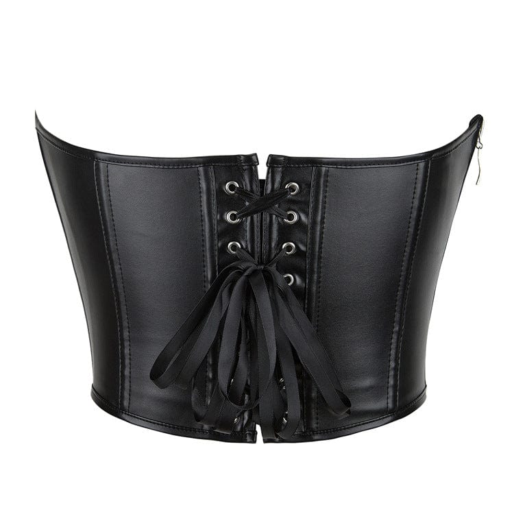 Kobine Women's Gothic Plunging Side Zip Lace-up Overbust Corset