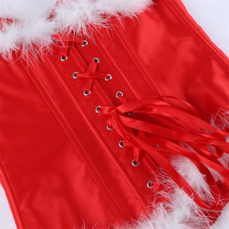 Kobine Women's Gothic Plush Lace-up Overbust Corset