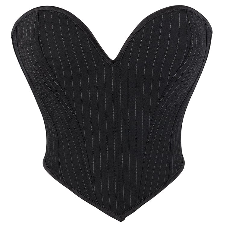 Kobine Women's Gothic Ribbed Lace-up Overbust Corset