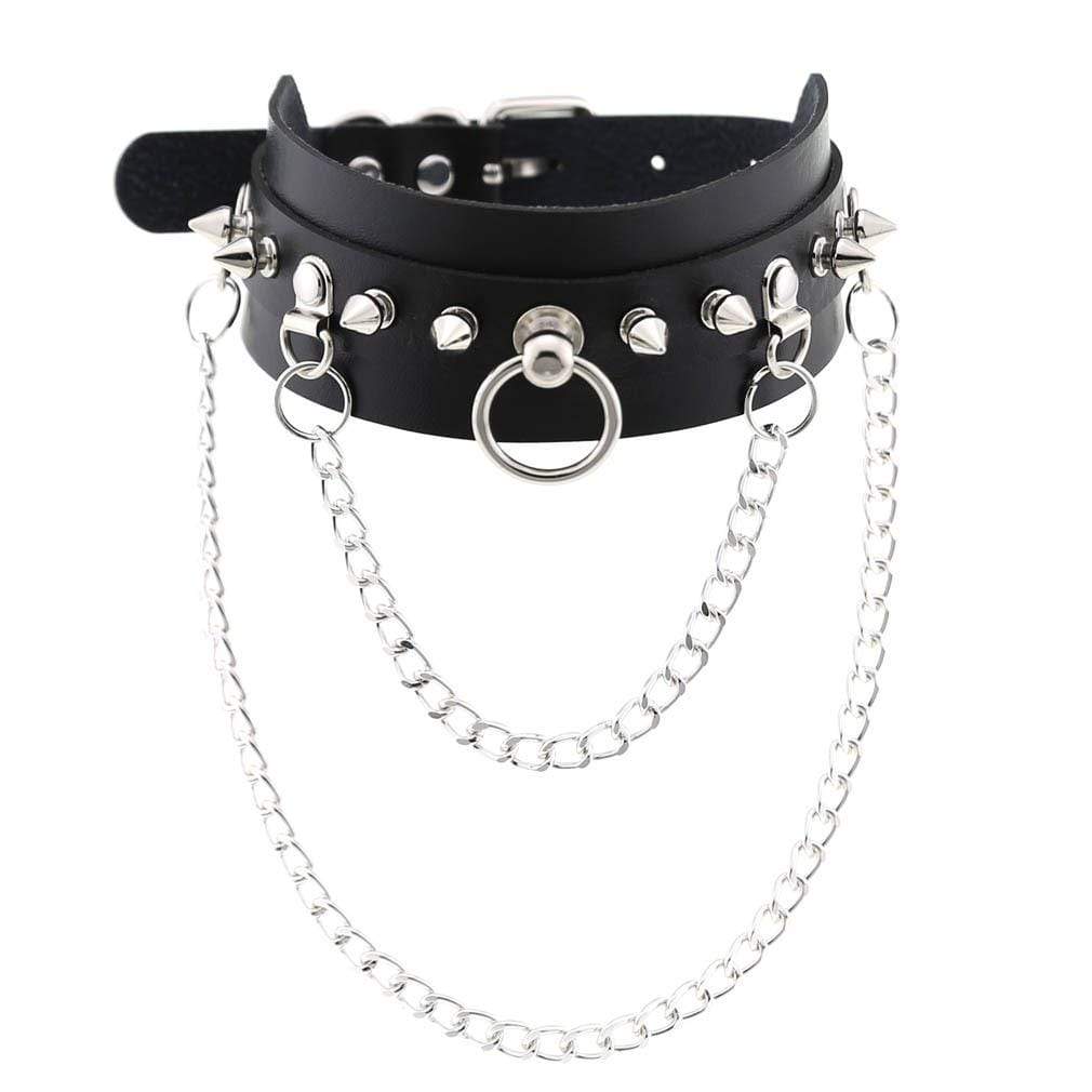 Kobine Women's Gothic Rivets&Chains Wide Chokers
