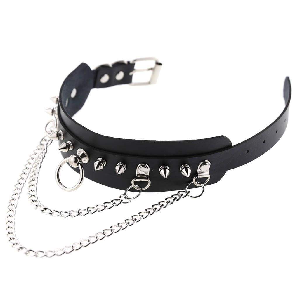 Kobine Women's Gothic Rivets&Chains Wide Chokers