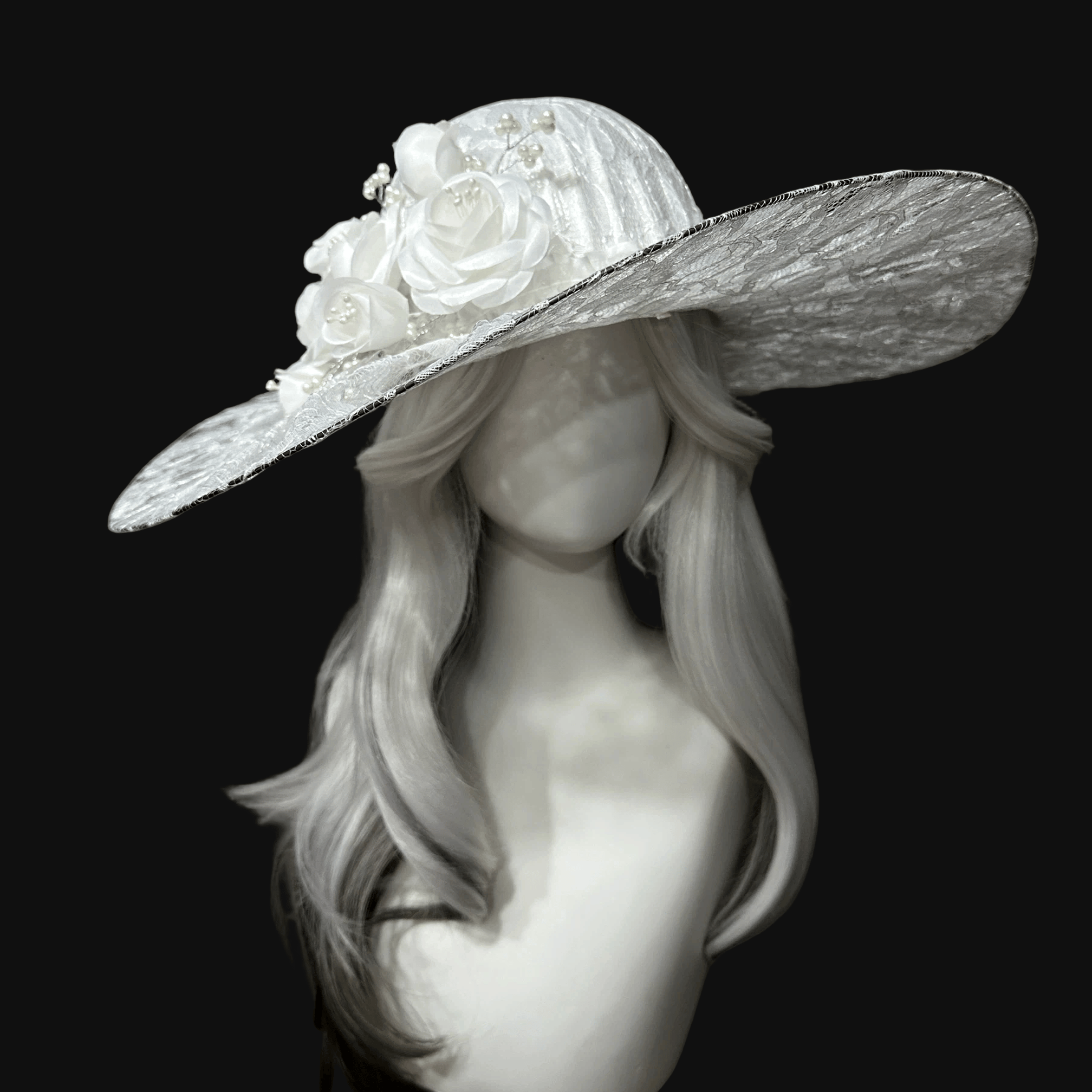 Kobine Women's Gothic Rose Beaded Wide Brim Hat