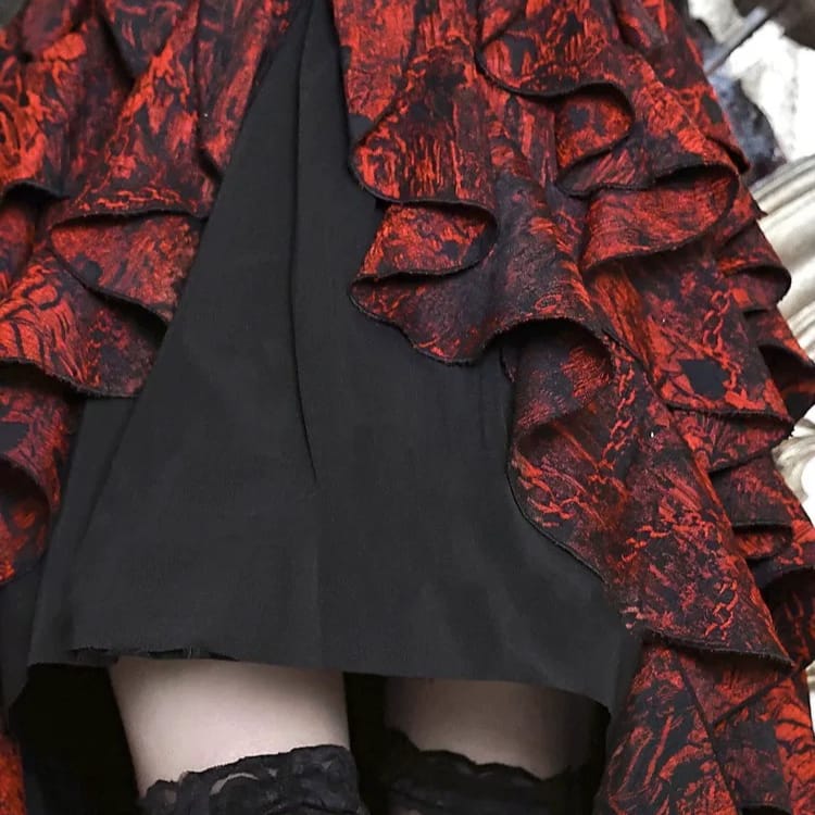 Women's Gothic Rose Jacquard High/Low Hem Off-the-shoulder Dress - Punk Design