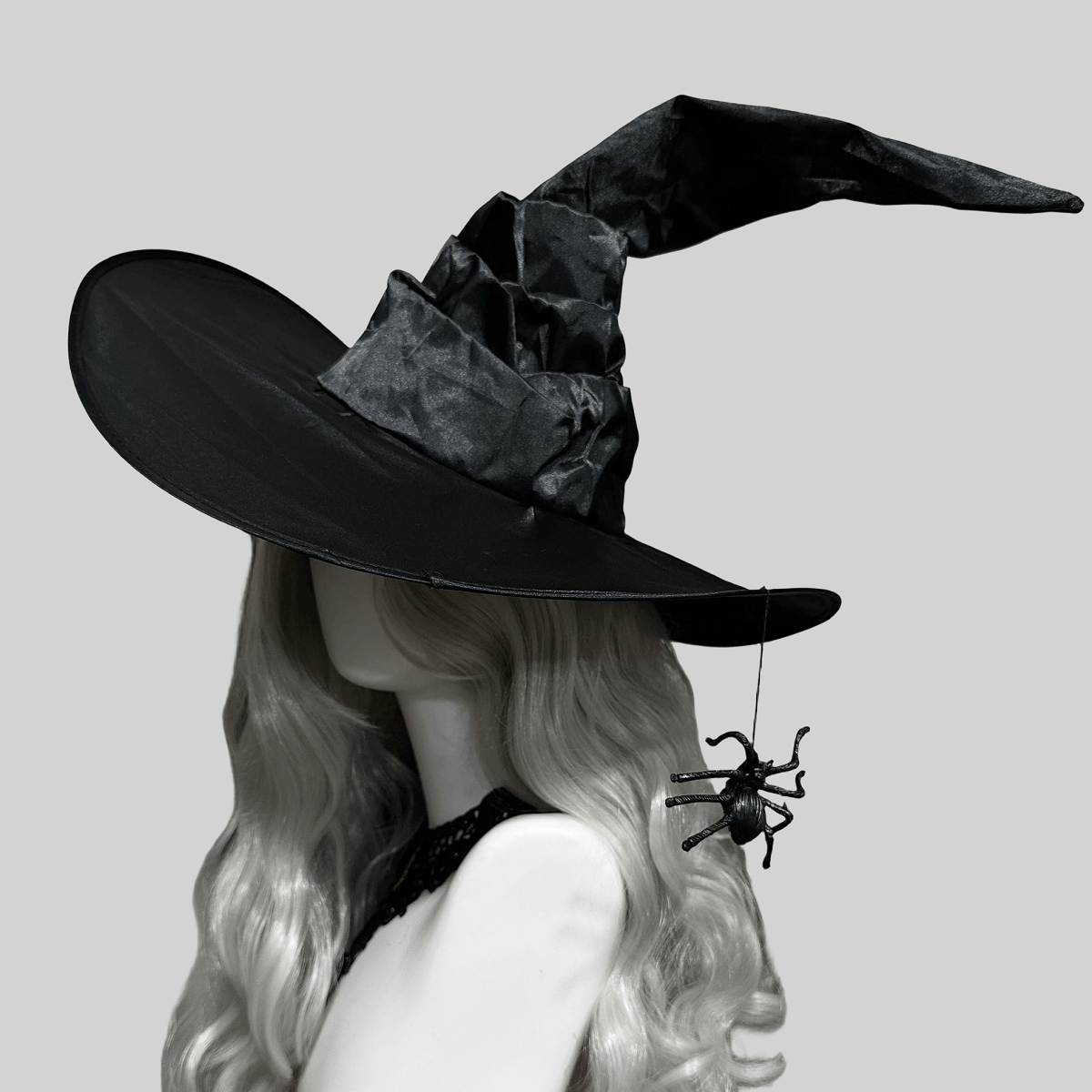 Kobine Women's Gothic Ruched Crooked Witch Hat