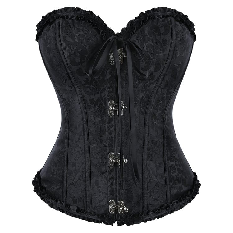 Kobine Women's Gothic Ruffle Lace-up Front Buckle Overbust Corset