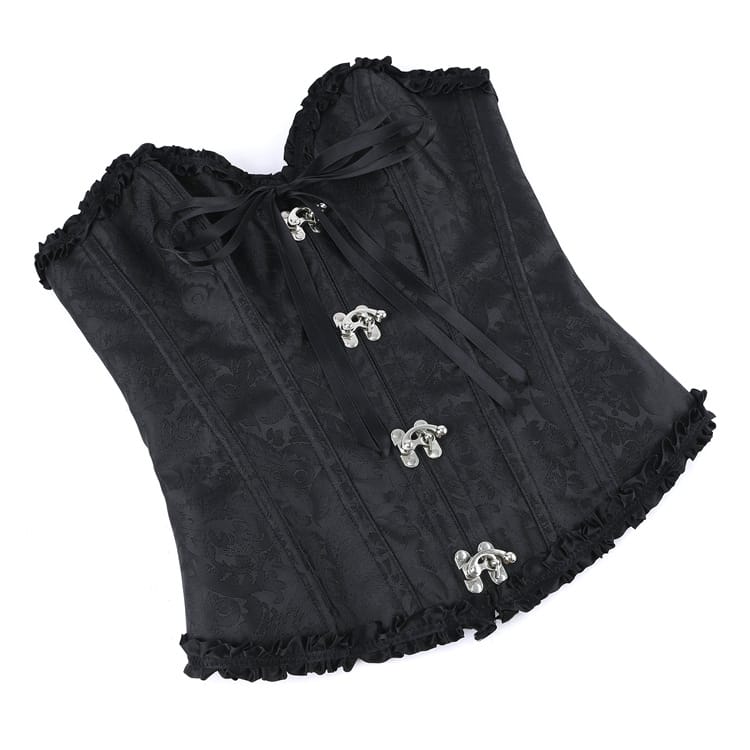 Kobine Women's Gothic Ruffle Lace-up Front Buckle Overbust Corset