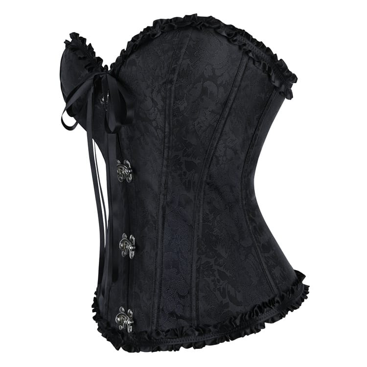Kobine Women's Gothic Ruffle Lace-up Front Buckle Overbust Corset