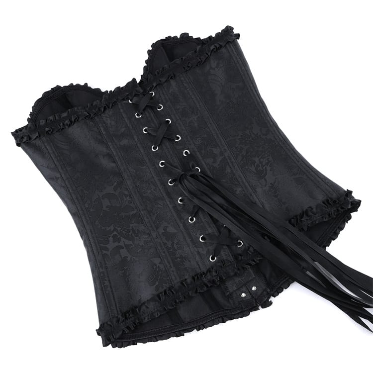 Kobine Women's Gothic Ruffle Lace-up Front Buckle Overbust Corset
