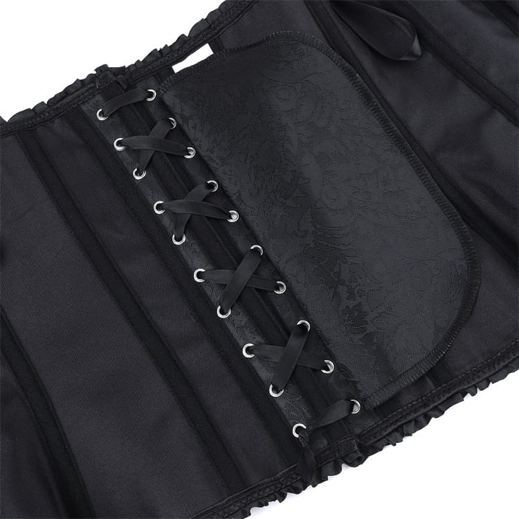 Kobine Women's Gothic Ruffle Lace-up Front Buckle Overbust Corset