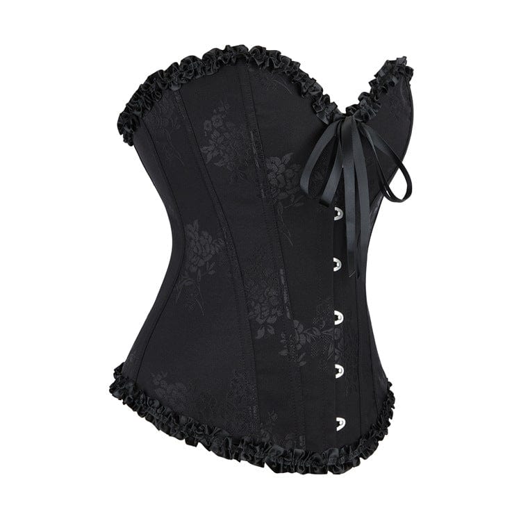 Kobine Women's Gothic Ruffled Hem Lace-up Overbust Corset