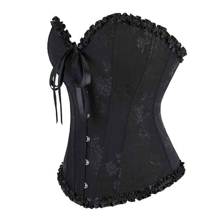 Kobine Women's Gothic Ruffled Hem Lace-up Overbust Corset