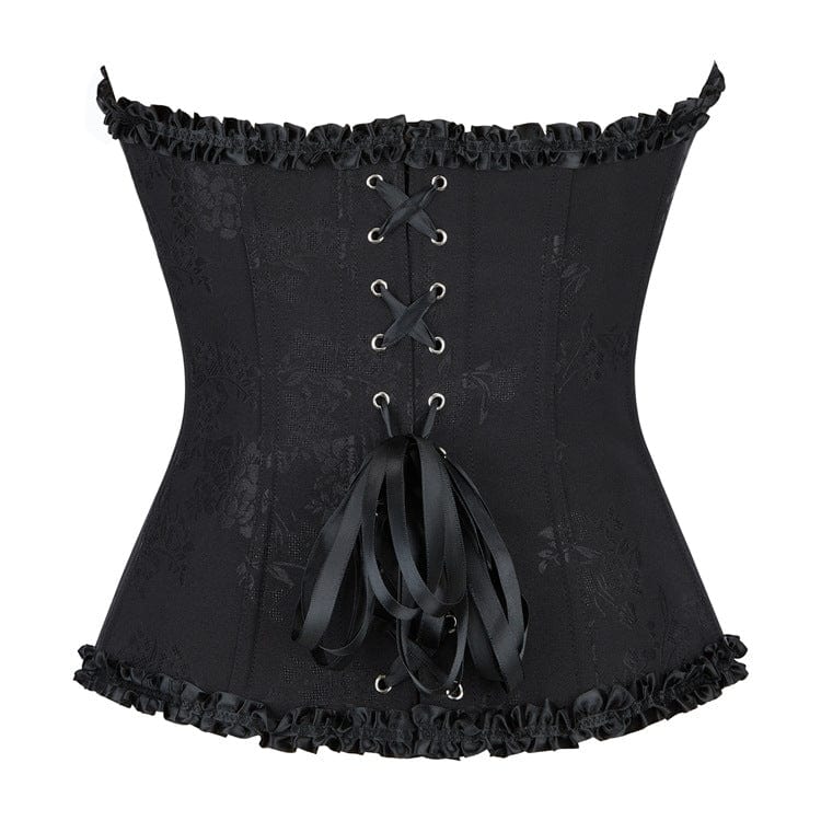 Kobine Women's Gothic Ruffled Hem Lace-up Overbust Corset