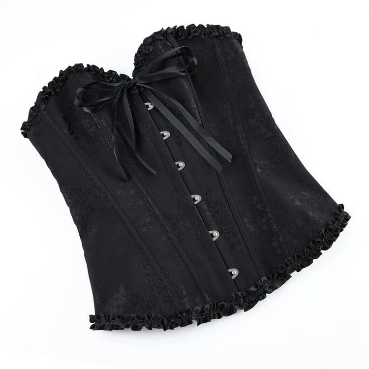 Kobine Women's Gothic Ruffled Hem Lace-up Overbust Corset