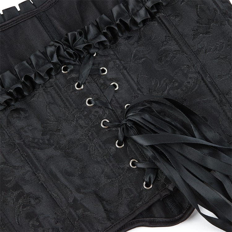 Kobine Women's Gothic Ruffled Hem Lace-up Overbust Corset