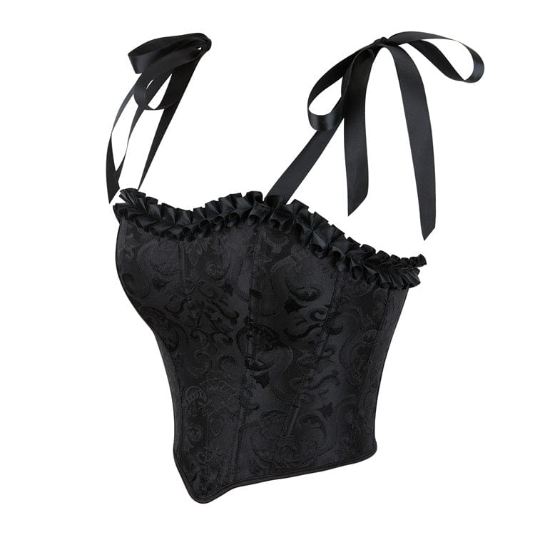 Kobine Women's Gothic Ruffled Hem Lace-up Overbust Corset