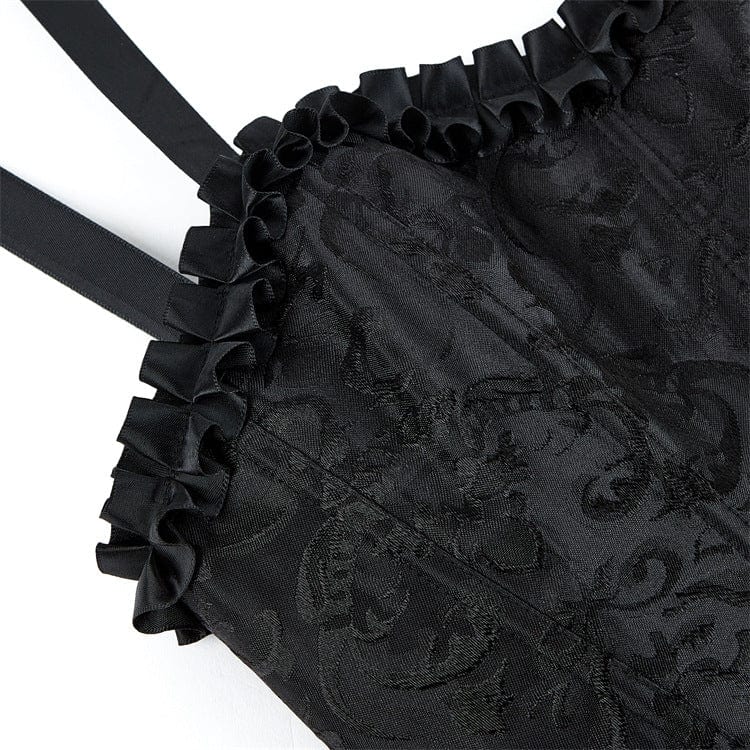 Kobine Women's Gothic Ruffled Hem Lace-up Overbust Corset