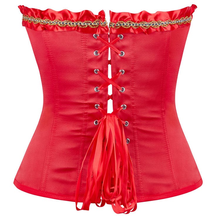 Kobine Women's Gothic Ruffled Hem Overbust Corset with Armlet