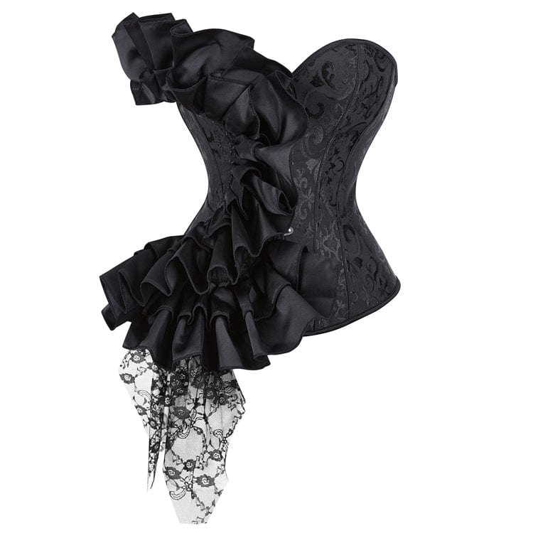 Kobine Women's Gothic Ruffled Lace Splice Overbust Corsets