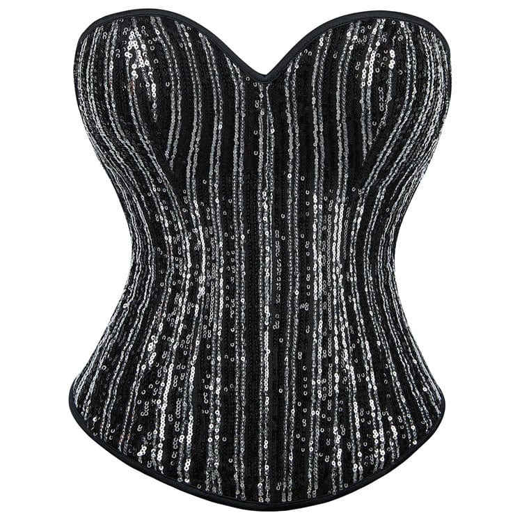 Kobine Women's Gothic Sequin Lace-up Overbust Corset