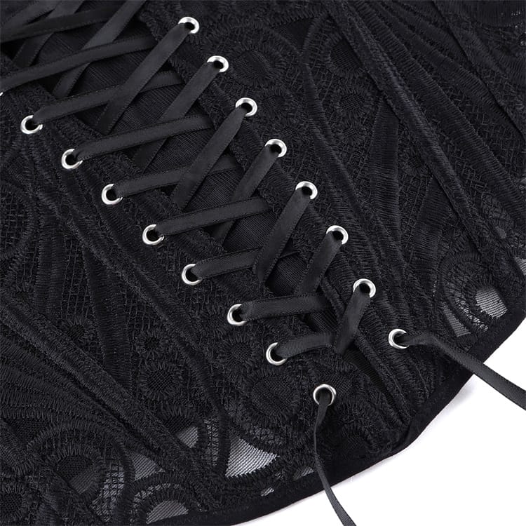 Kobine Women's Gothic Sheer Lace-up Overbust Corset