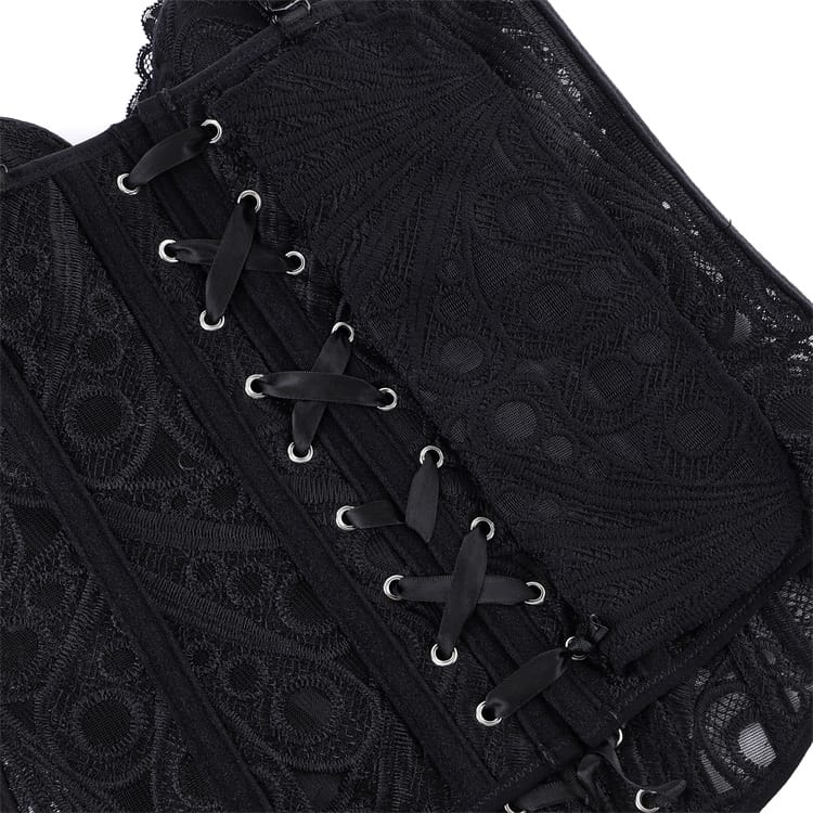 Kobine Women's Gothic Sheer Lace-up Overbust Corset
