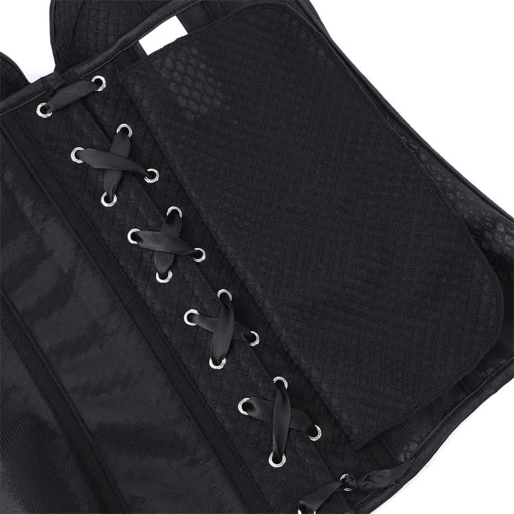 Kobine Women's Gothic Sheer Mesh Lace-up Overbust Corset