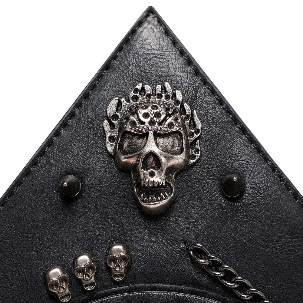 Kobine Women's Gothic Skull Rivet Chained Pentacle Bag