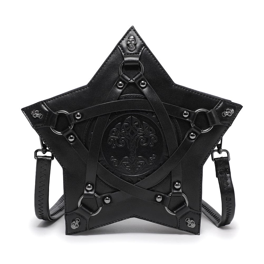 Kobine Women's Gothic Skull Rivet Pentacle Bag