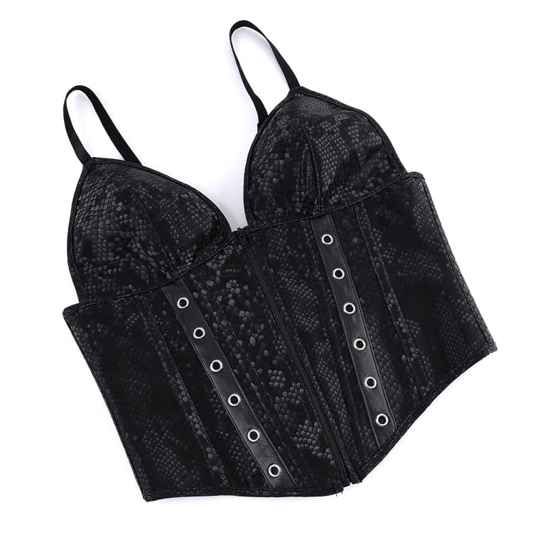 Kobine Women's Gothic Snakeskin Pattern Lace-up Overbust Corset