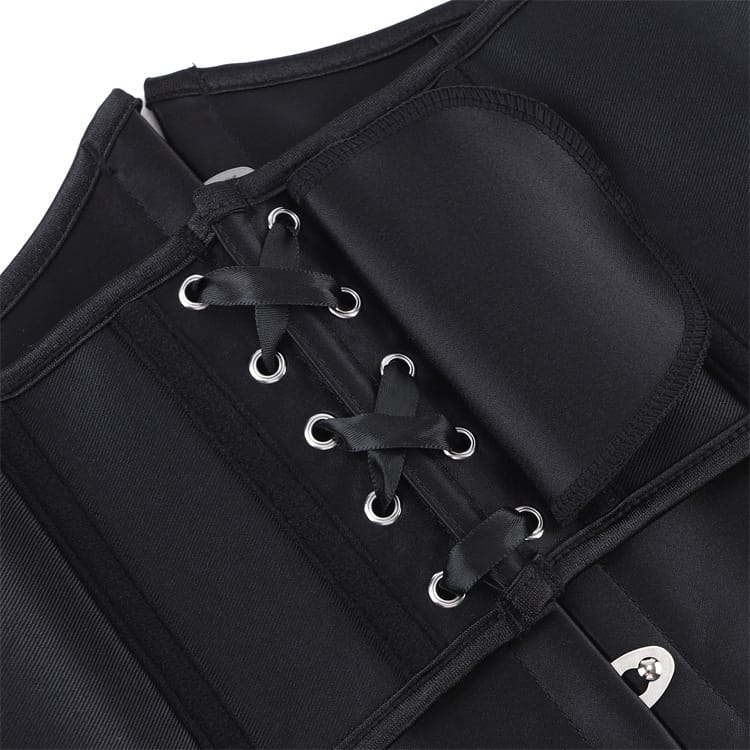 Kobine Women's Gothic Solid Black Lace-up Underbust Corset