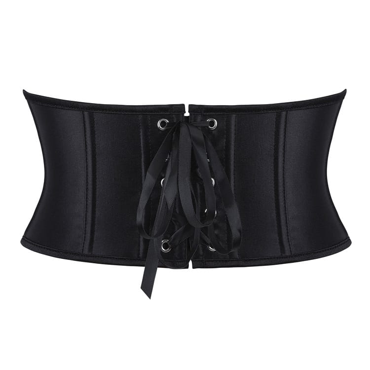 Kobine Women's Gothic Solid Black Lace-up Underbust Corset