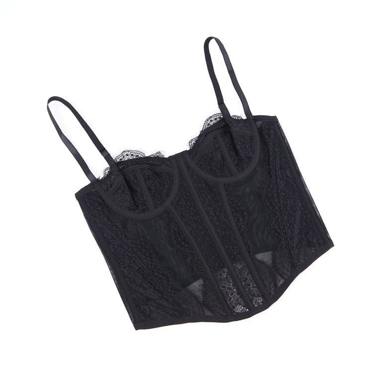 Kobine Women's Gothic Solid Color Lace Bustier