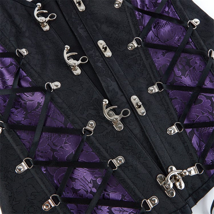 Kobine Women's Gothic Strappy Buckle-up Overbust Corset