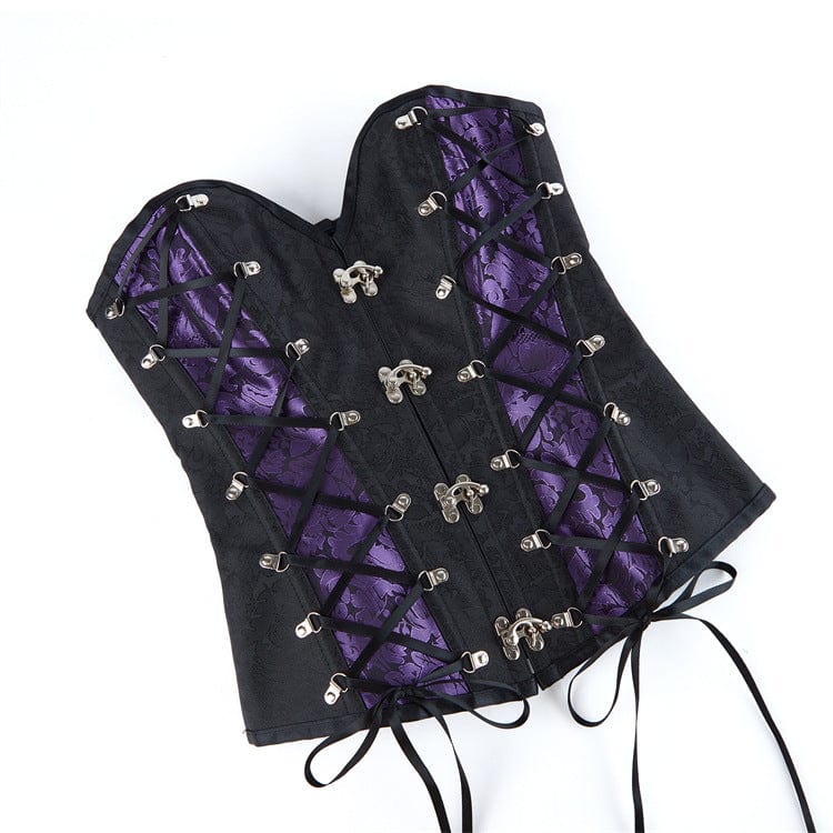 Kobine Women's Gothic Strappy Buckle-up Overbust Corset