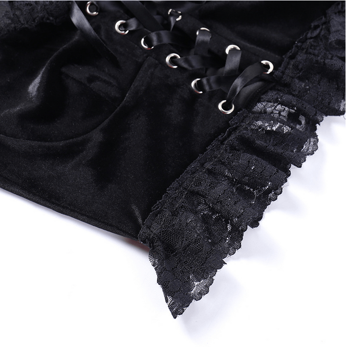 Kobine Women's Gothic Strappy Flared Sleeved Lace Shirt