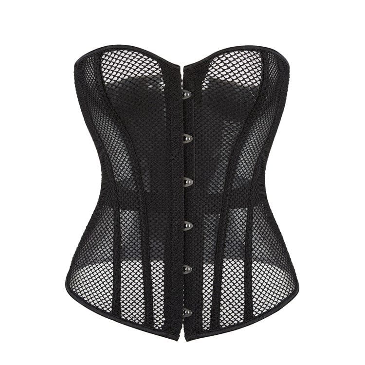 Kobine Women's Gothic Strappy Mesh Overbust Corset