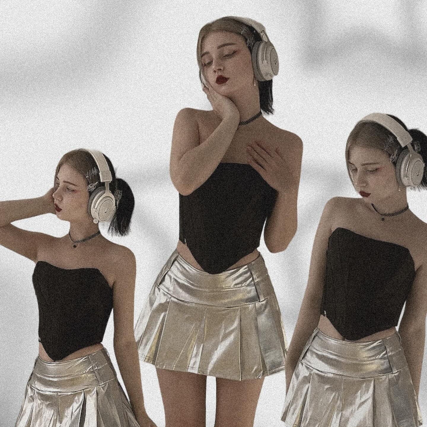 Kobine Women's Gothic Strappy Solid Color Overbust Corset