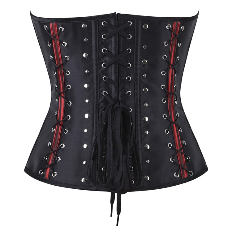 Kobine Women's Gothic Striped Buckle Strap Front Busk Overbust Corset