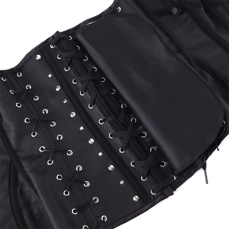 Kobine Women's Gothic Striped Buckle Strap Front Busk Overbust Corset