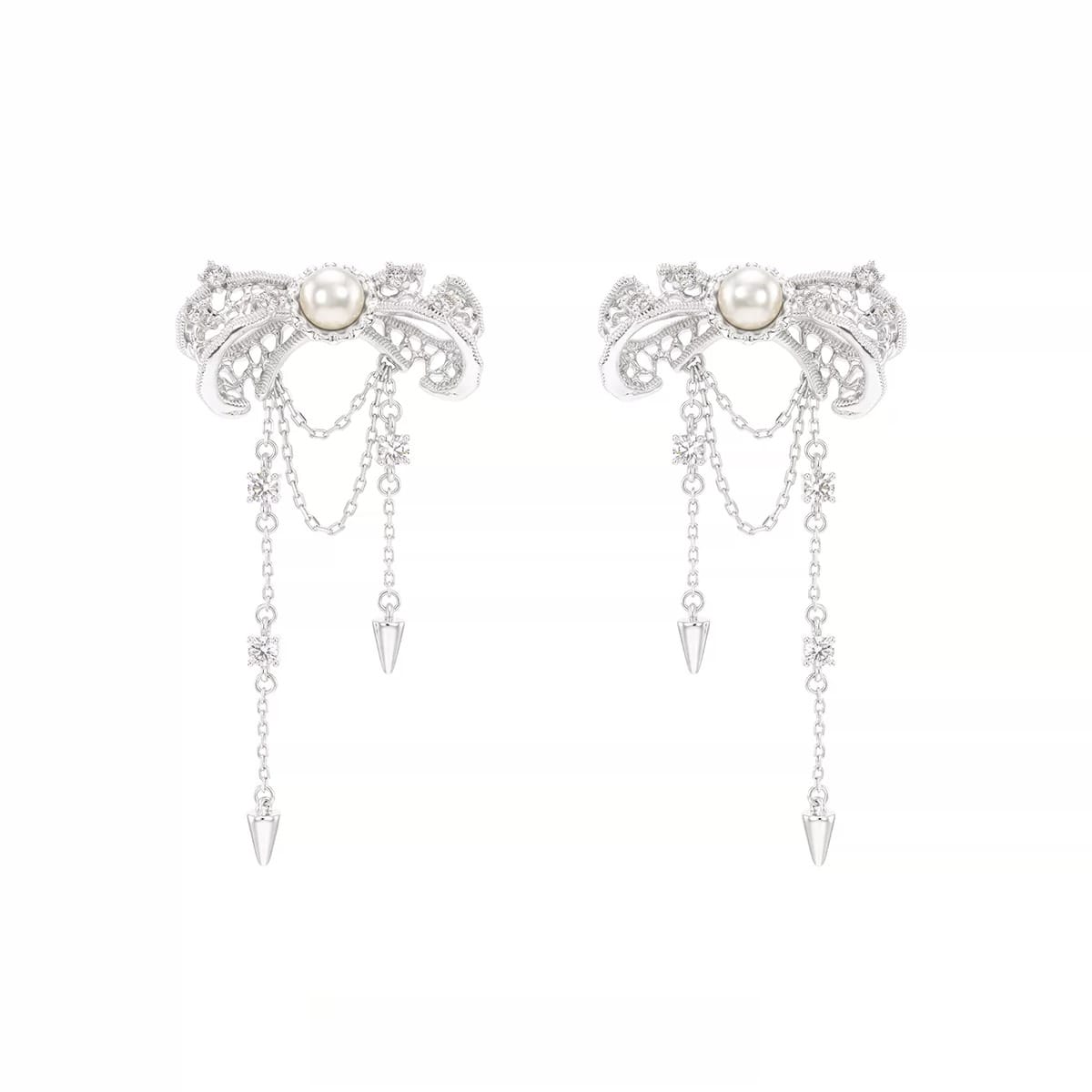 Kobine Women's Grunge Bowknot Chain Earrings