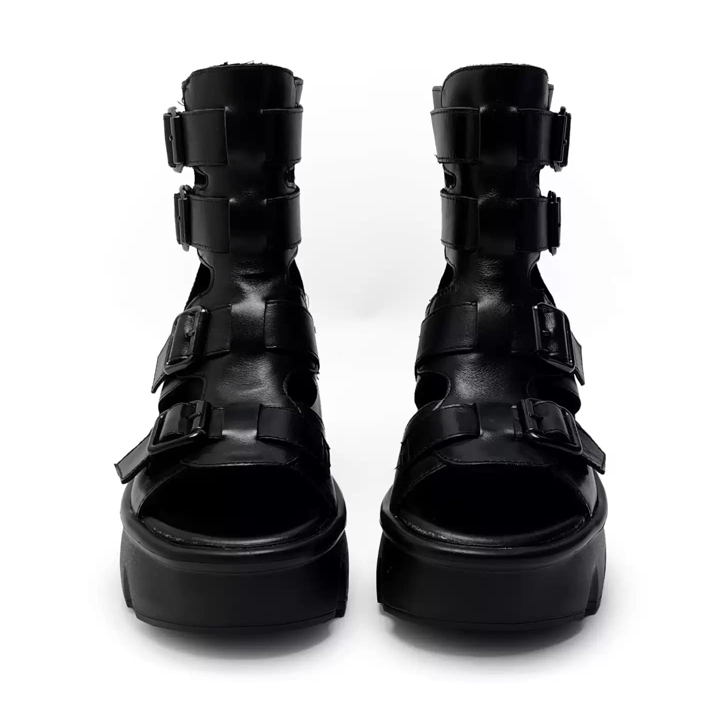 Kobine Women's Grunge Buckle Strap Cutout Open‑Toe Chunky Platform Heel Sandals