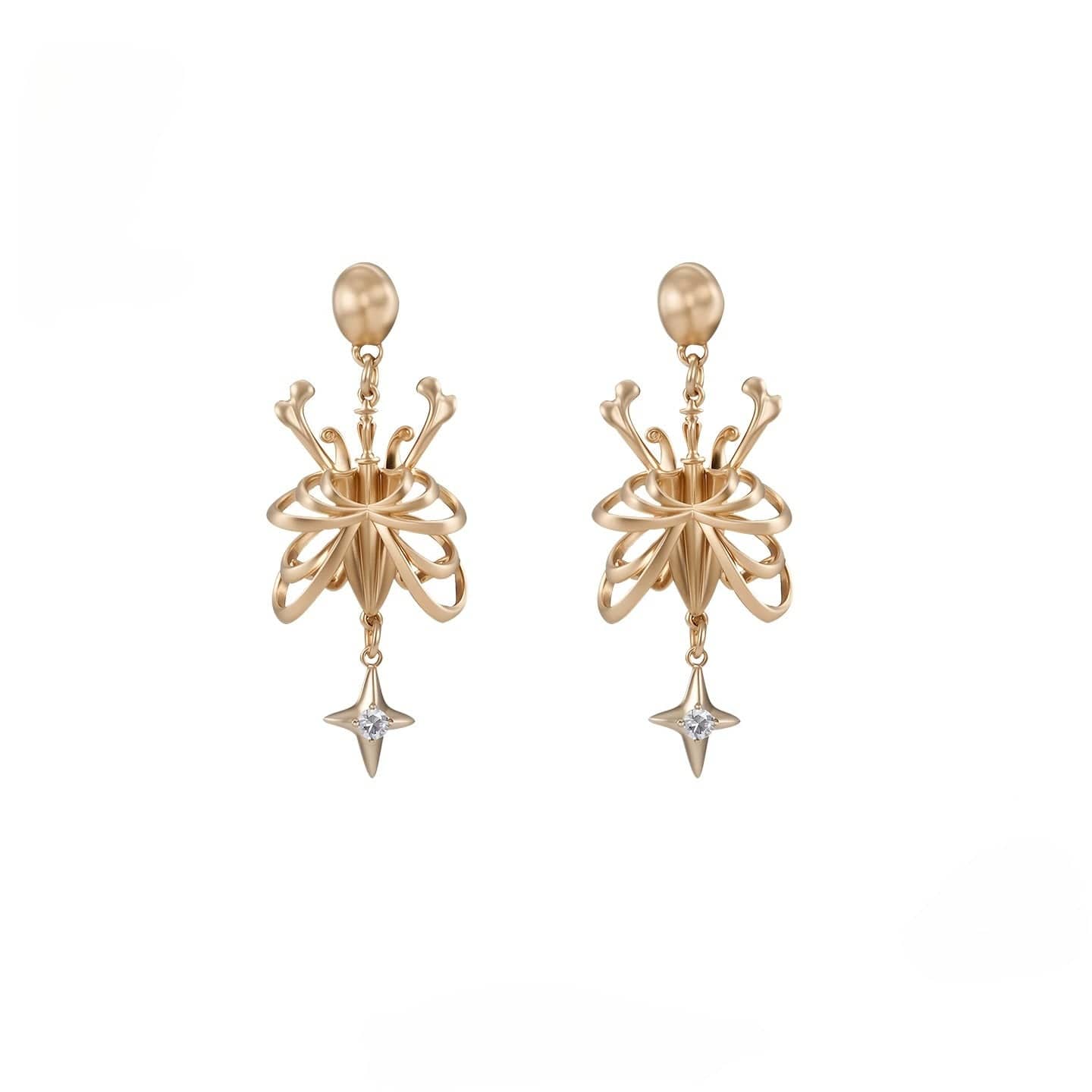 Kobine Women's Grunge Butterfly Bone Earrings