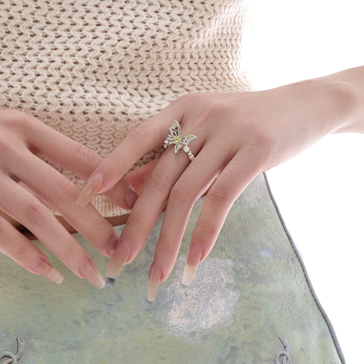 Kobine Women's Grunge Butterfly Elastic Ring