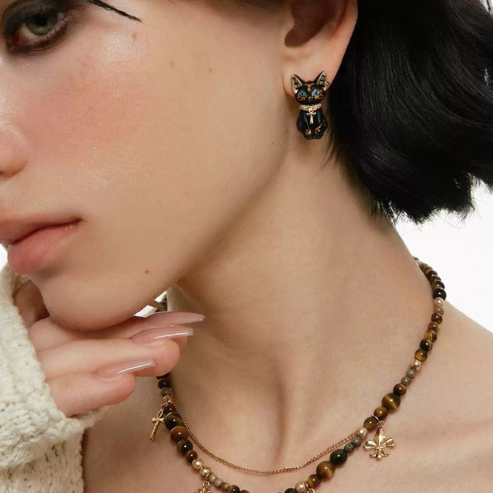 Kobine Women's Grunge Cat Earrings