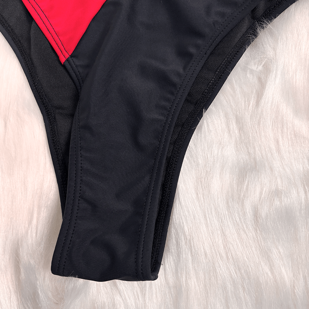 Kobine Women's Grunge Contrast Color Ring Tie Side Bikini Set