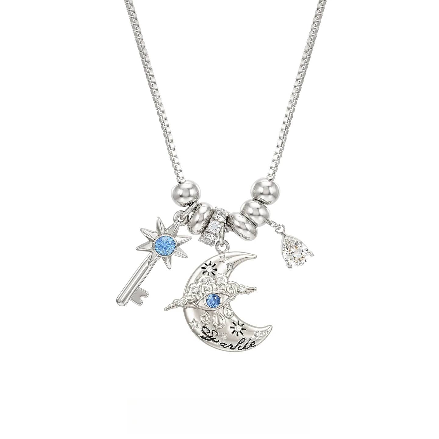 Kobine Women's Grunge Key Crescent Necklace