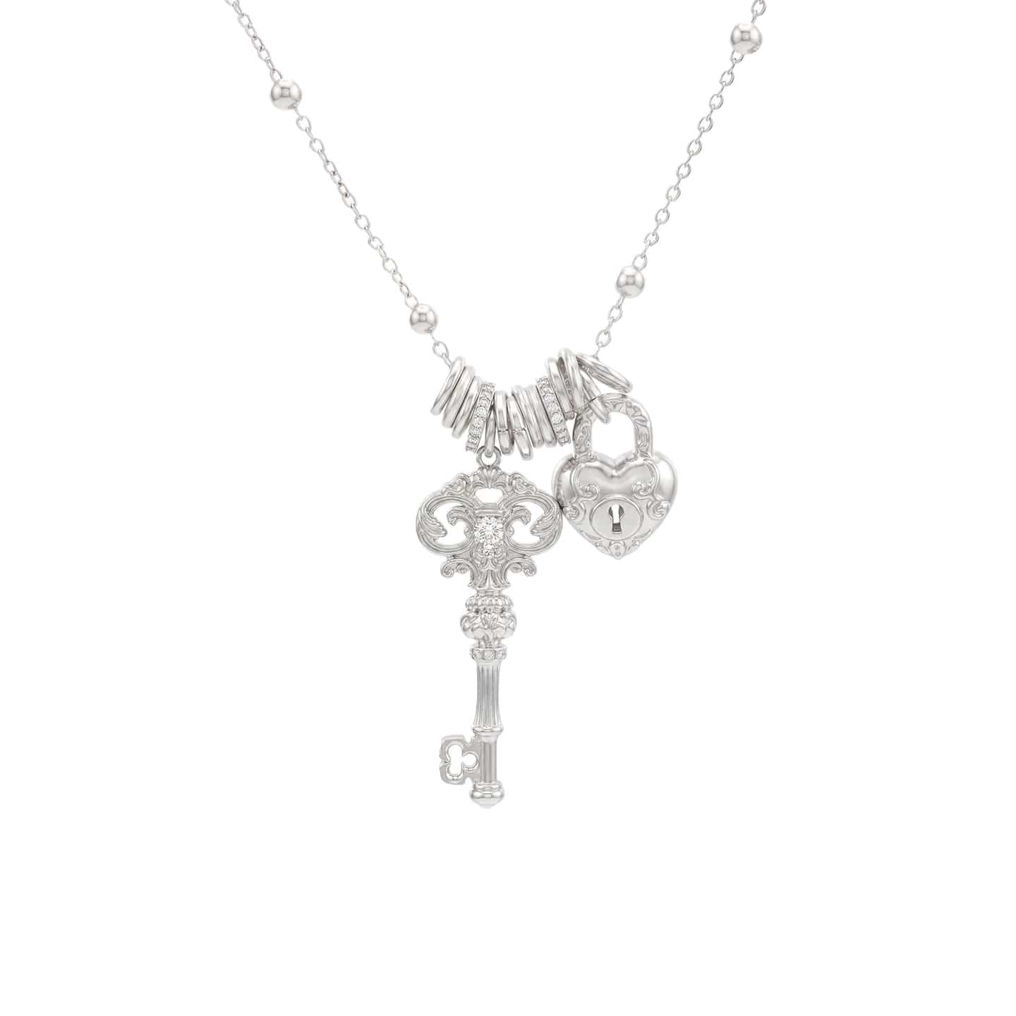 Kobine Women's Grunge Key & Heart Lock Necklace