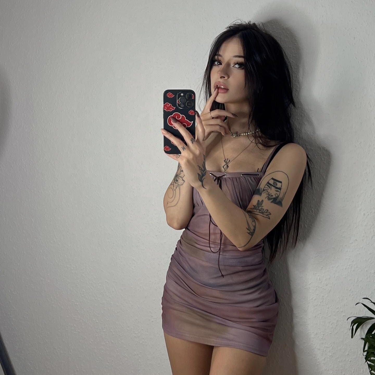 Kobine Women's Grunge Lace-up Ruched Slip Dress